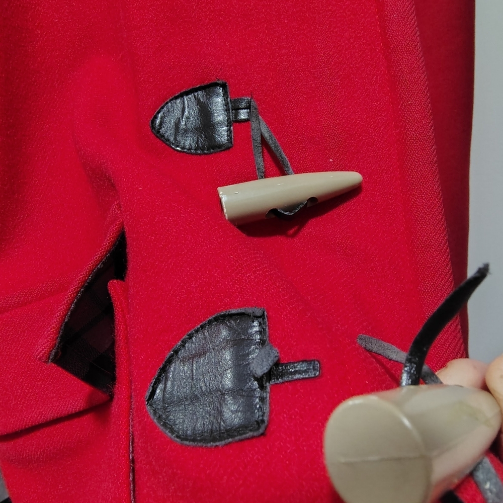 Chic Red Toggle Pea Coat - Picture 4 of 7